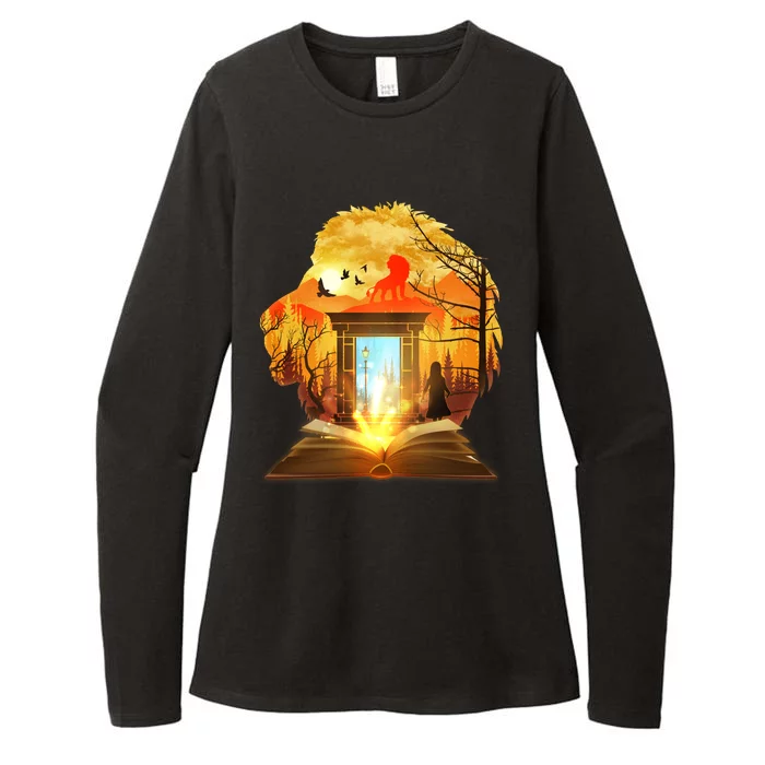 Magical Lion Book Reading Fan Womens CVC Long Sleeve Shirt