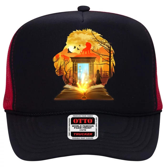 Magical Lion Book Reading Fan High Crown Mesh Trucker Hat