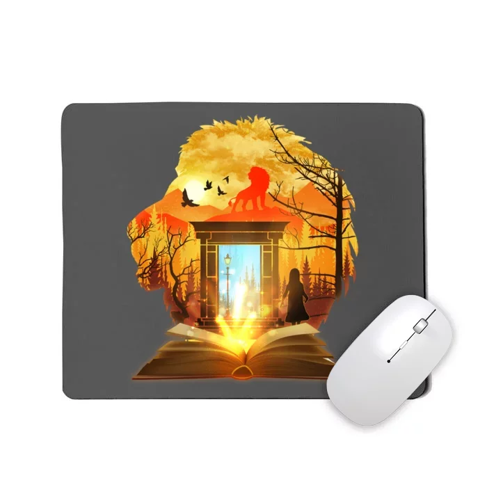 Magical Lion Book Reading Fan Mousepad