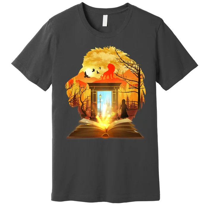 Magical Lion Book Reading Fan Premium T-Shirt