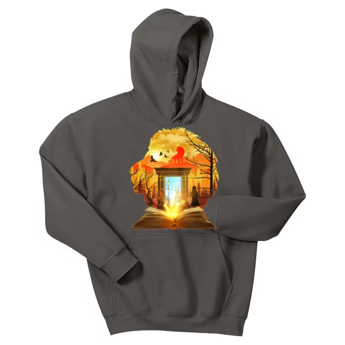 Magical Lion Book Reading Fan Kids Hoodie