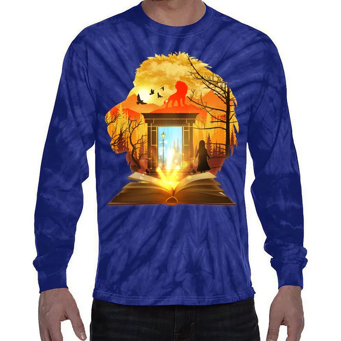 Magical Lion Book Reading Fan Tie-Dye Long Sleeve Shirt