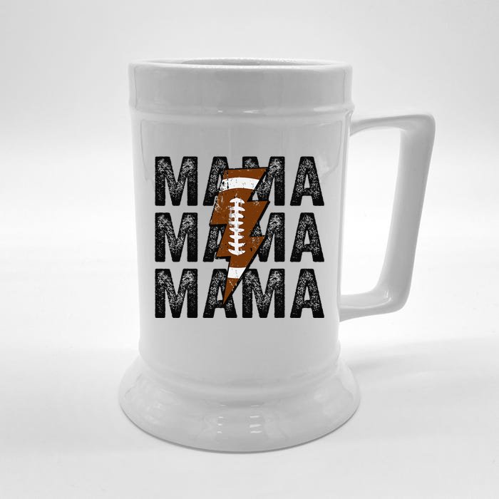 Mama Lightning Bolt Game Day Football Season Mom Women Front & Back Beer Stein