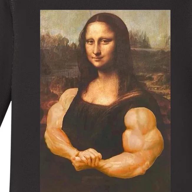 Mona Lisa Bodybuilding Muscle Gym Workout Outfits Baby Long Sleeve Bodysuit