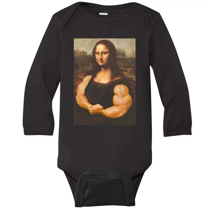 Mona Lisa Bodybuilding Muscle Gym Workout Outfits Baby Long Sleeve Bodysuit