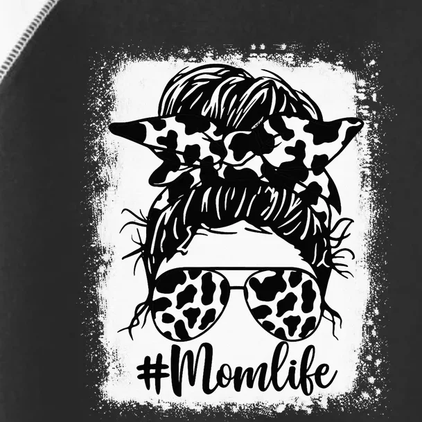 Mom Life Bleached Mom Life Cow Heifer Messy Bun Toddler Fine Jersey T-Shirt