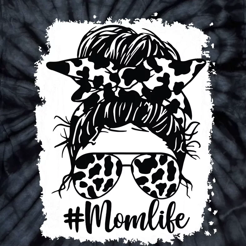 Mom Life Bleached Mom Life Cow Heifer Messy Bun Tie-Dye T-Shirt