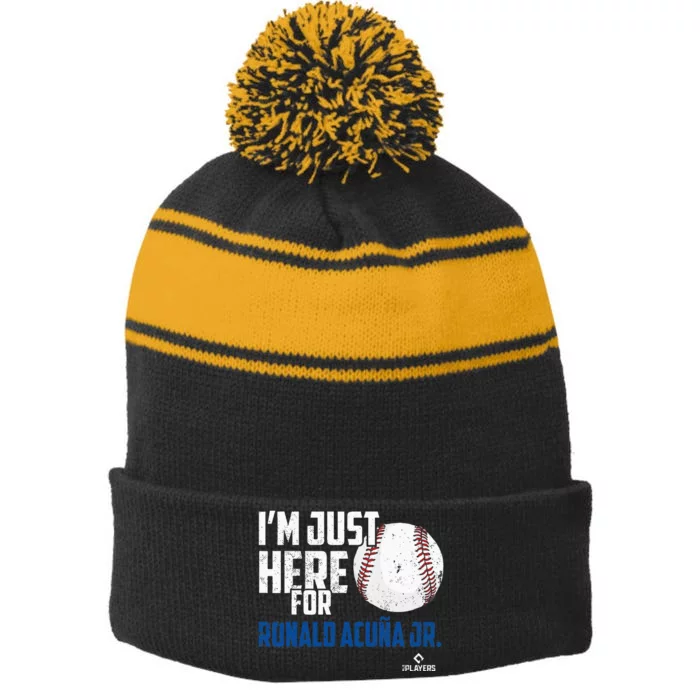 Major League Baseball RONALD ACUNA JR MLBRAC2010 Stripe Pom Pom Beanie