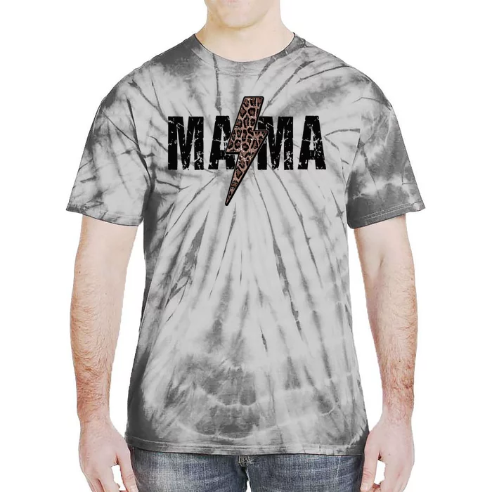 Mama Lightning Bolt Leopard Cheetah Print Mother's Day Tie-Dye T-Shirt