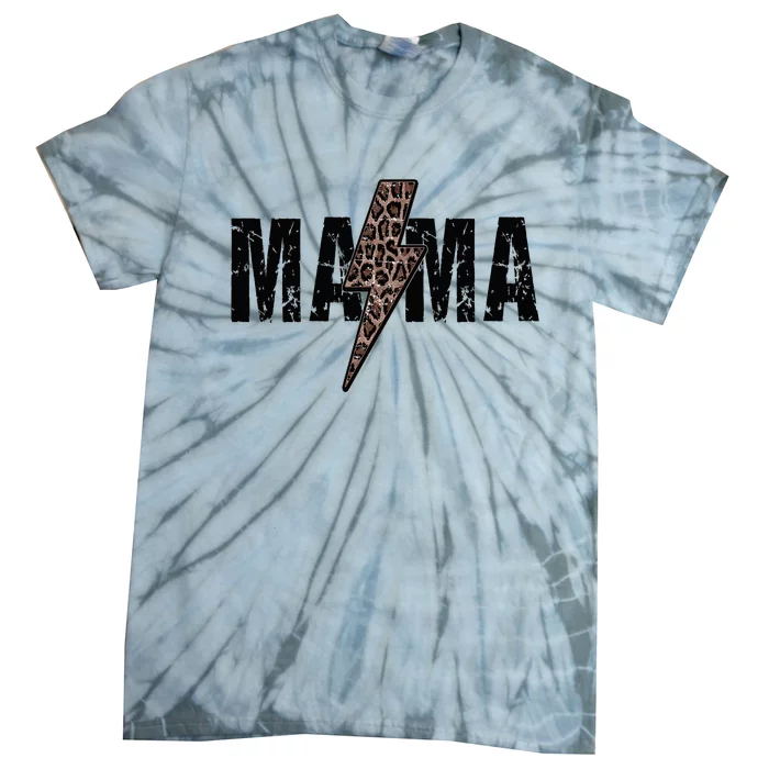 Mama Lightning Bolt Leopard Cheetah Print Mother's Day Tie-Dye T-Shirt