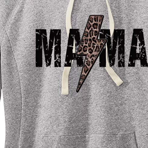 Mama Lightning Bolt Leopard Cheetah Print Mother's Day Women's Fleece Hoodie