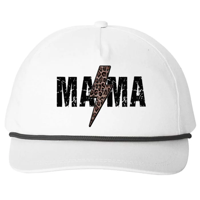 Mama Lightning Bolt Leopard Cheetah Print Mother's Day Snapback Five-Panel Rope Hat