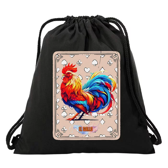 Mexican Lottery Bingo Game El Gallo Traditional Rooster Card Drawstring Bag