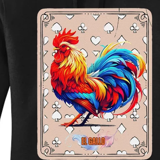 Mexican Lottery Bingo Game El Gallo Traditional Rooster Card Women's Pullover Hoodie