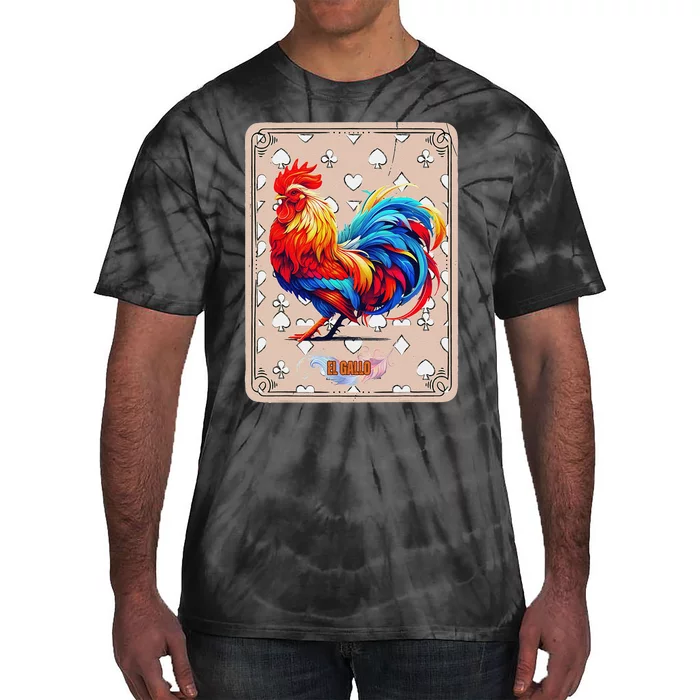 Mexican Lottery Bingo Game El Gallo Traditional Rooster Card Tie-Dye T-Shirt