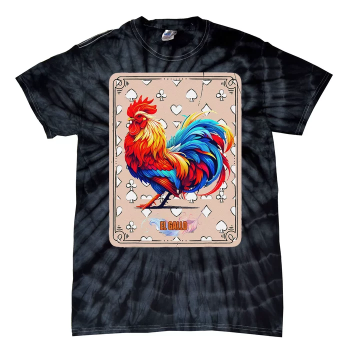 Mexican Lottery Bingo Game El Gallo Traditional Rooster Card Tie-Dye T-Shirt