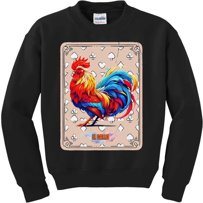 Mexican Lottery Bingo Game El Gallo Traditional Rooster Card Kids Sweatshirt