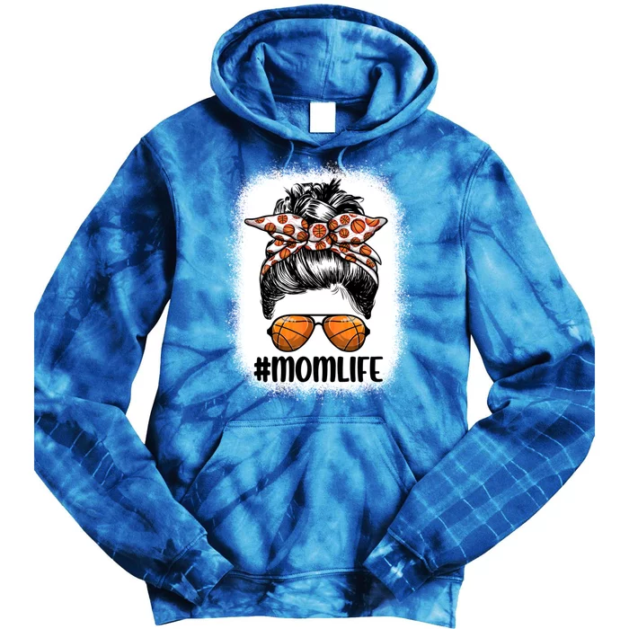 Mom Life Basketball Mom Gift Leopard Messy Bun Game Day Funny Gift Tie Dye Hoodie