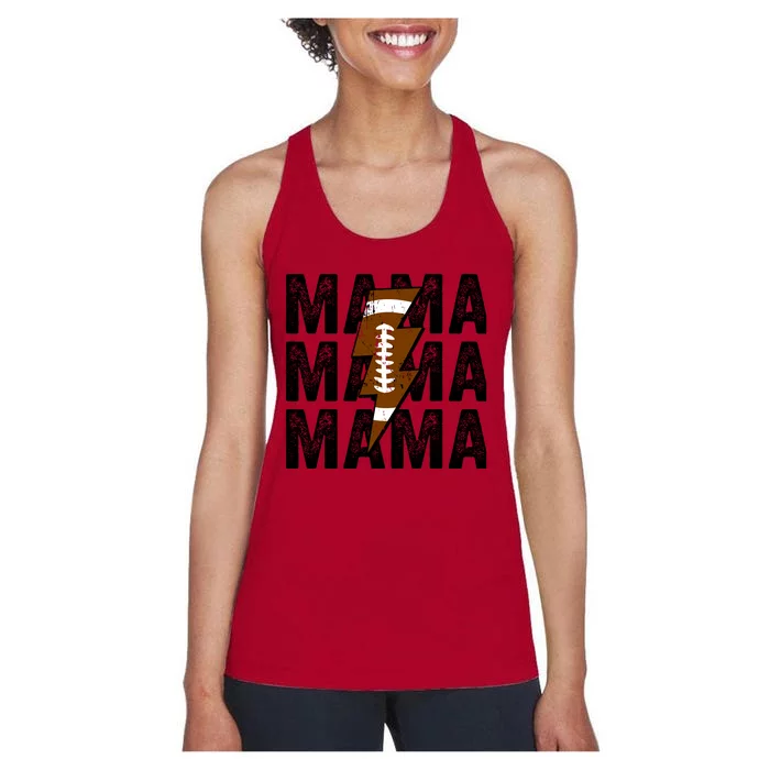 Mama Lightning Bolt Game Day Football Season Mom Wo Women's Racerback Tank