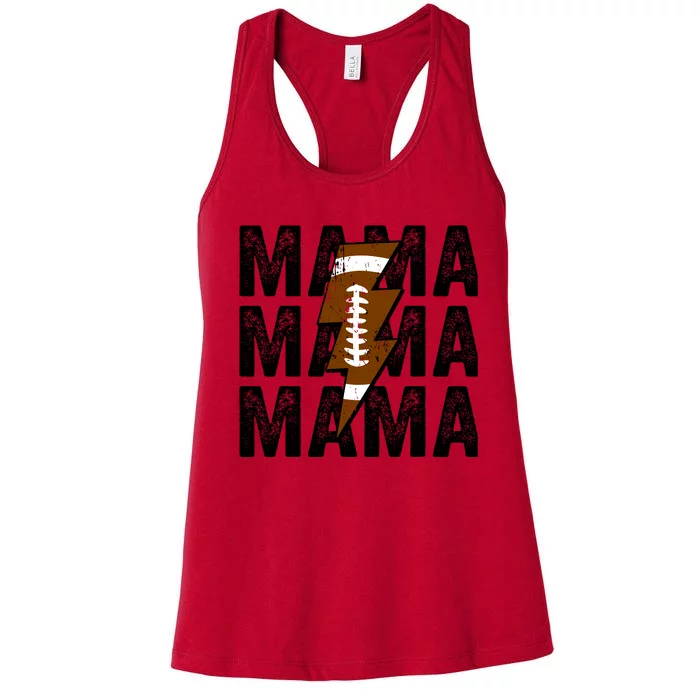 Mama Lightning Bolt Game Day Football Season Mom Wo Women's Racerback Tank