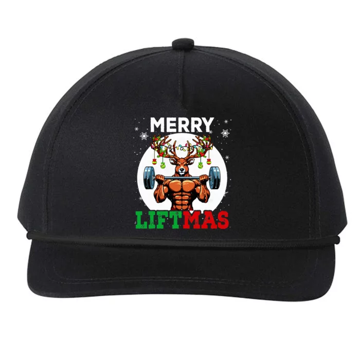 Merry Liftmas Christmas Reindeer Weightlifting Gym Workout Snapback Five-Panel Rope Hat