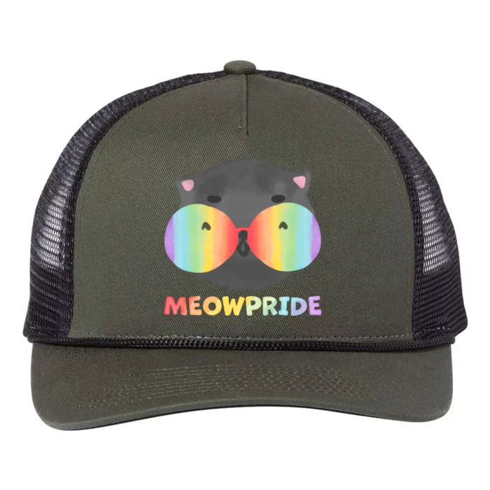 Meowpride LGBTQ Cat Retro Rope Trucker Hat Cap