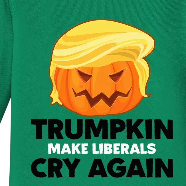 Make Liberals Cry Again Trumpkin Trump Halloween Baby Long Sleeve Bodysuit