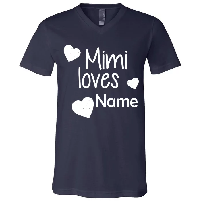 Mimi Loves Custom Text Personalize Name V-Neck T-Shirt