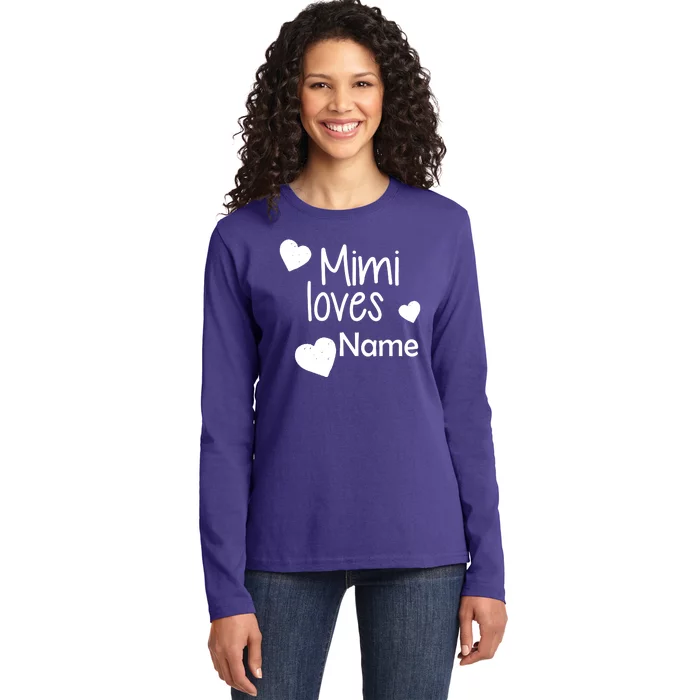 Mimi Loves Custom Text Personalize Name Ladies Long Sleeve Shirt