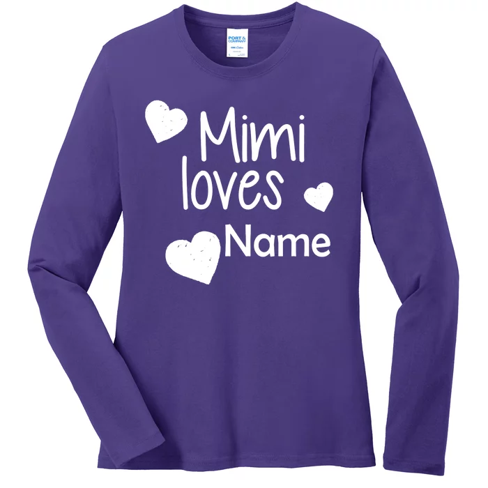 Mimi Loves Custom Text Personalize Name Ladies Long Sleeve Shirt