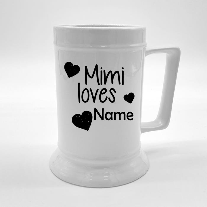 Mimi Loves Custom Text Personalize Name Front & Back Beer Stein