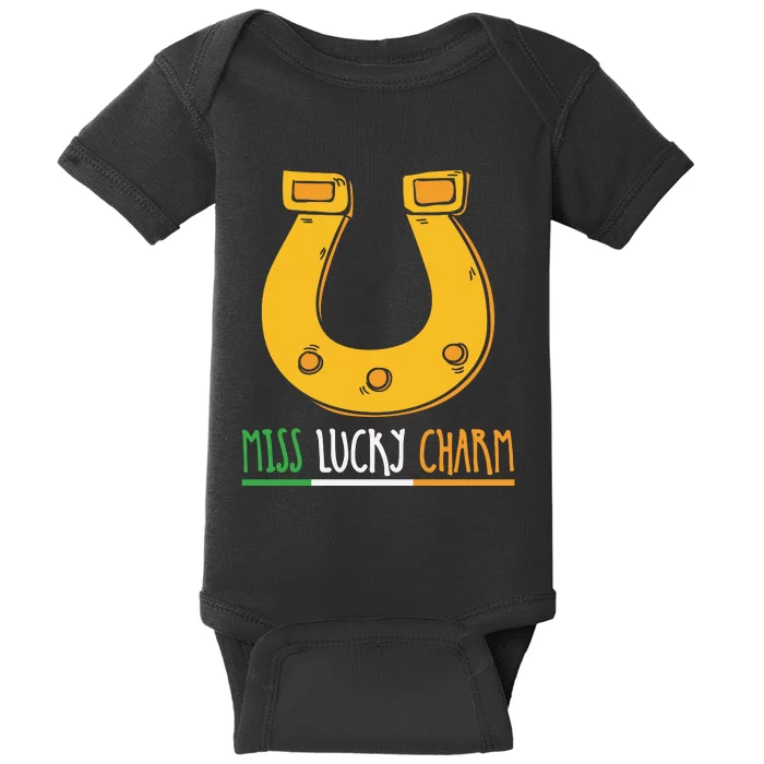 Miss Lucky Charm Funny Patricks Day Baby Bodysuit