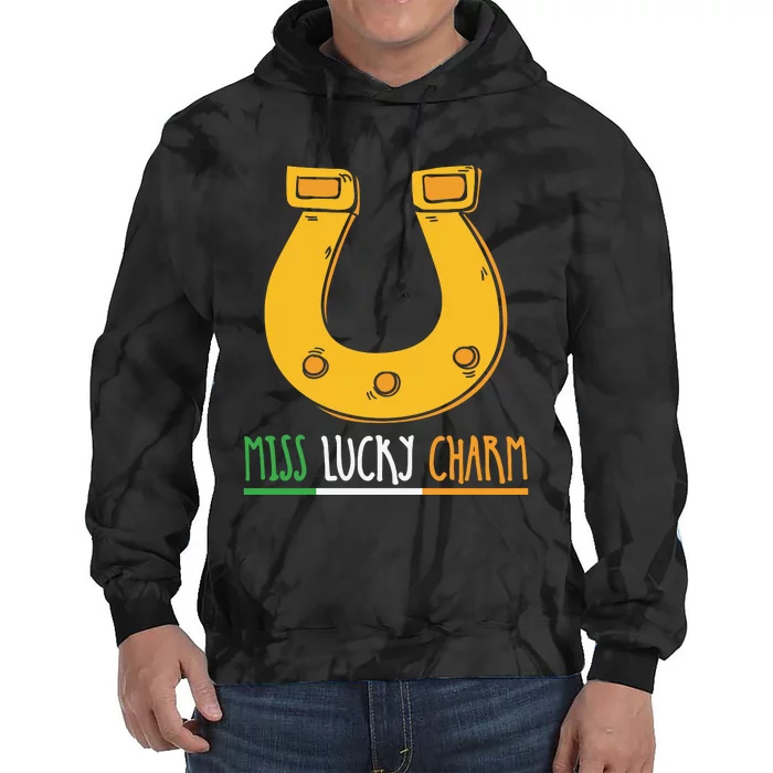 Miss Lucky Charm Funny Patricks Day Tie Dye Hoodie