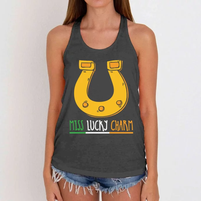 Miss Lucky Charm Funny Patricks Day Women's Knotted Racerback Tank