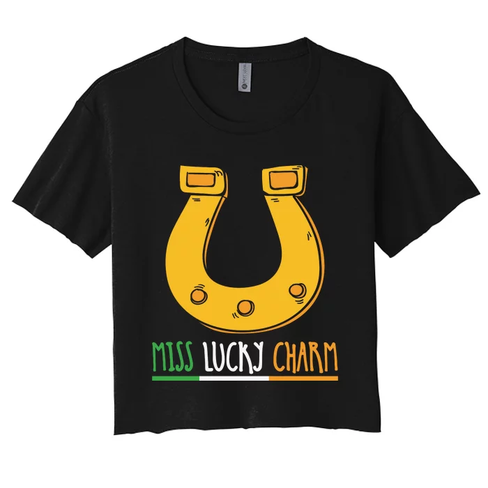 Miss Lucky Charm Funny Patricks Day Women's Crop Top Tee