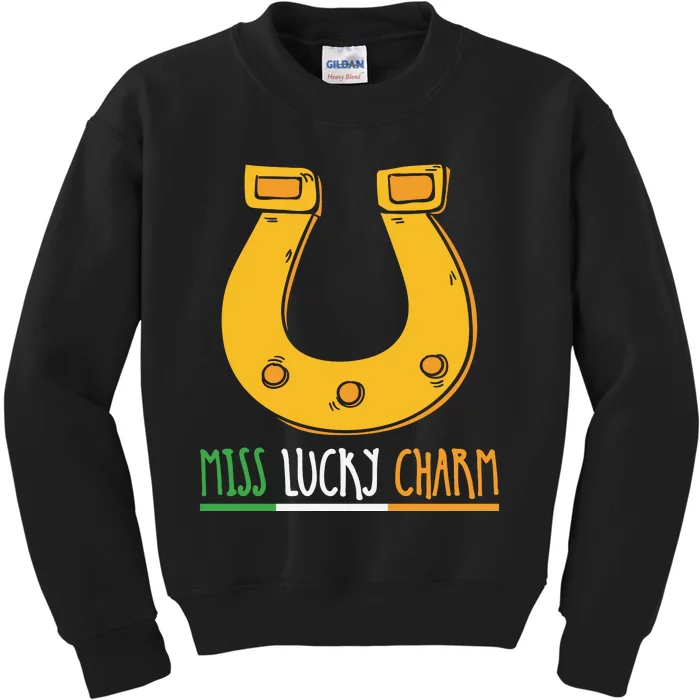 Miss Lucky Charm Funny Patricks Day Kids Sweatshirt