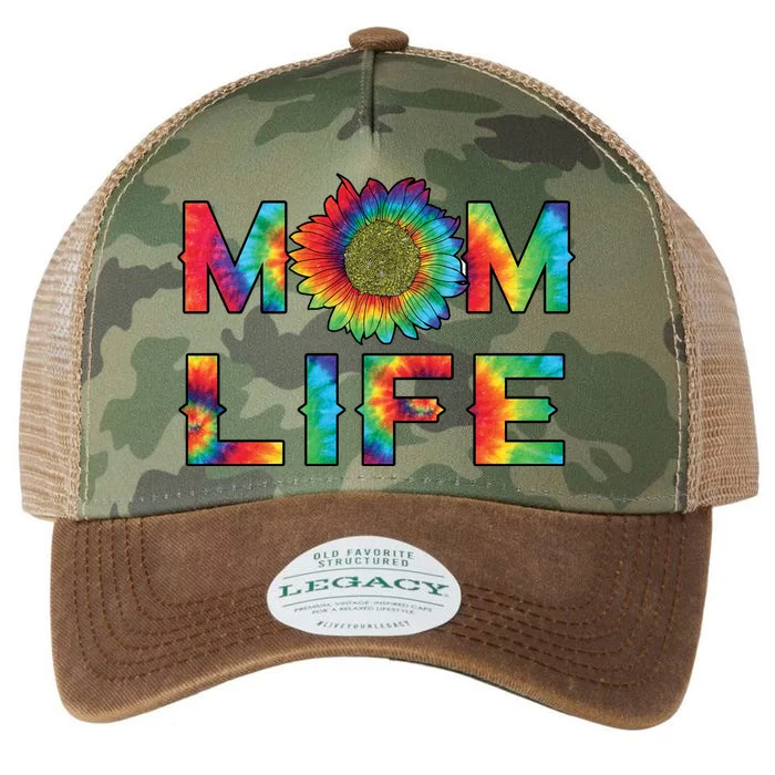 Mom Life Colorful Rainbow Sunflower Legacy Tie Dye Trucker Hat