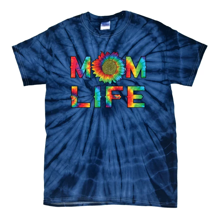 Mom Life Colorful Rainbow Sunflower Tie-Dye T-Shirt