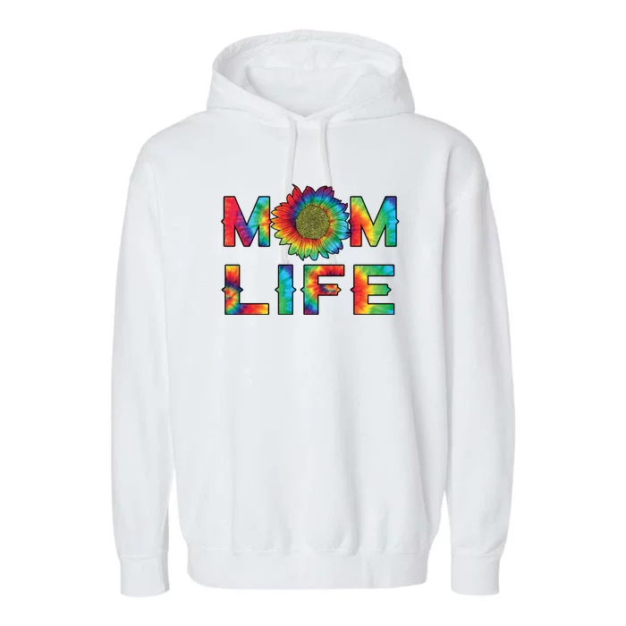 Mom Life Colorful Rainbow Sunflower Garment-Dyed Fleece Hoodie