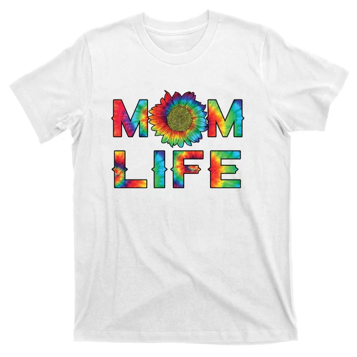 Mom Life Colorful Rainbow Sunflower T-Shirt