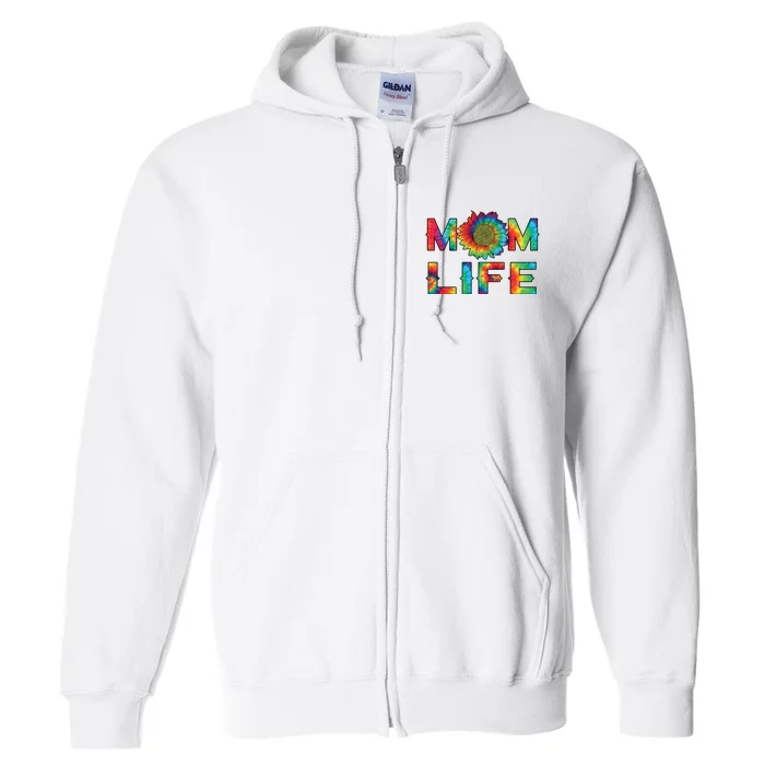 Mom Life Colorful Rainbow Sunflower Full Zip Hoodie