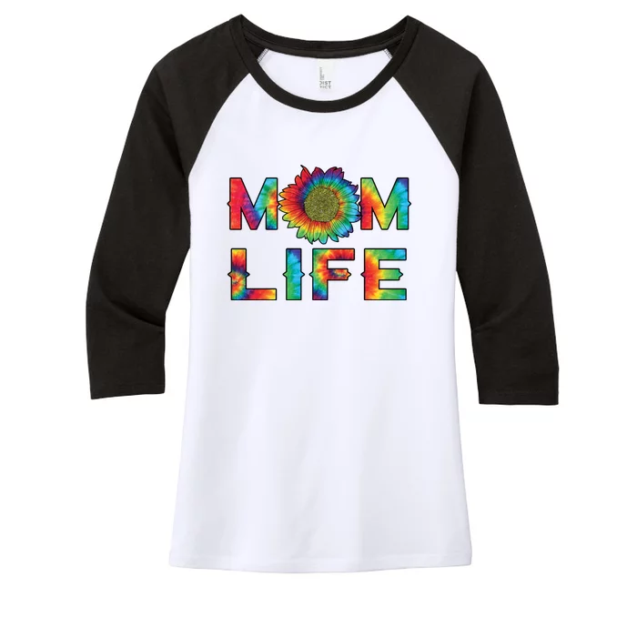 Mom Life Colorful Rainbow Sunflower Women's Tri-Blend 3/4-Sleeve Raglan Shirt