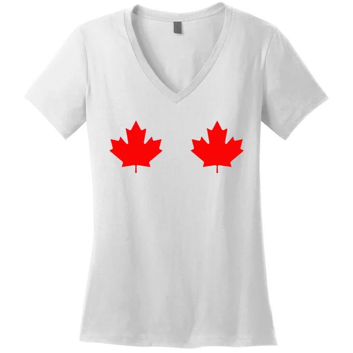 Maple Leaf Canada Day Canadian Flag Women's V-Neck T-Shirt