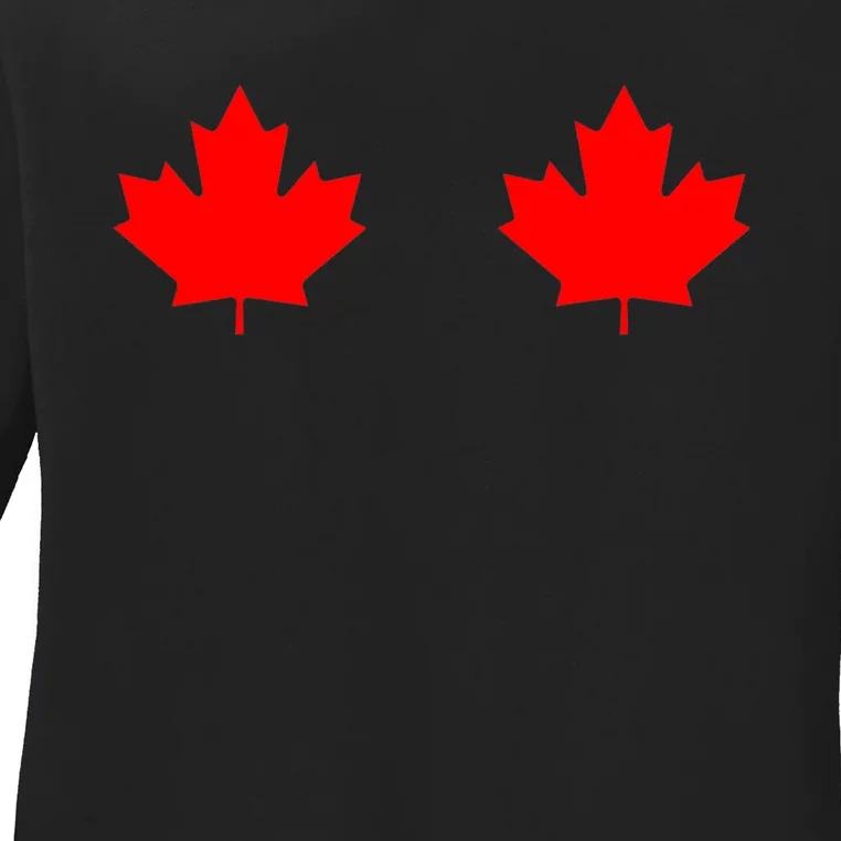 Maple Leaf Canada Day Canadian Flag Ladies Long Sleeve Shirt