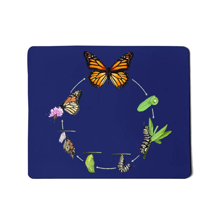 Monarch Life Cycle Butterfly Caterpillar .Png Mousepad