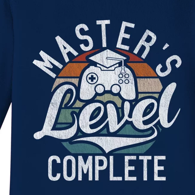 Masters Level Complete Graduation Funny Video Gamer Cool Gift Baby Long Sleeve Bodysuit