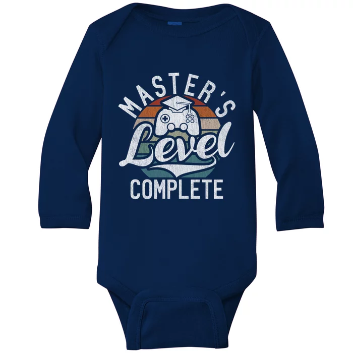 Masters Level Complete Graduation Funny Video Gamer Cool Gift Baby Long Sleeve Bodysuit