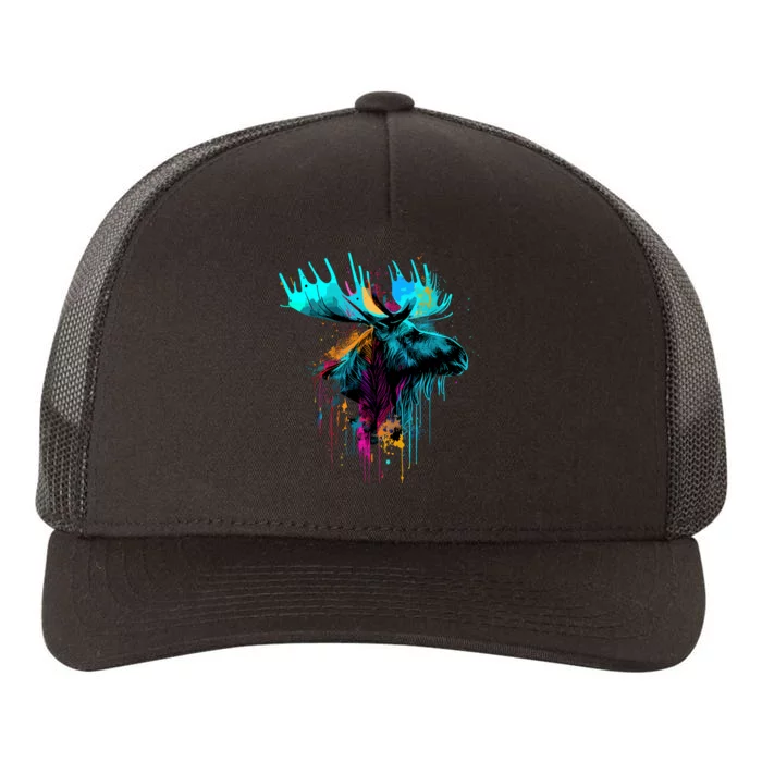 Moose Lovers Colorful Pop Art Beautiful Moose Yupoong Adult 5-Panel Trucker Hat