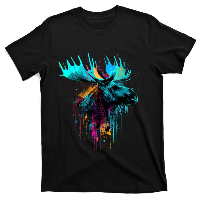 Moose Lovers Colorful Pop Art Beautiful Moose T-Shirt