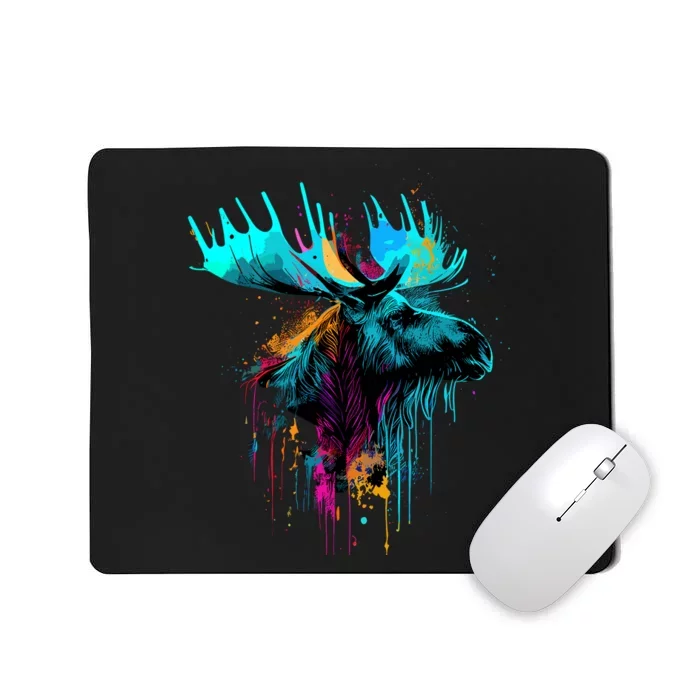 Moose Lovers Colorful Pop Art Beautiful Moose Mousepad